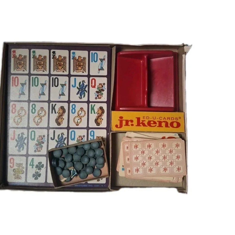 JR. KENO ED-U-CARDS Board Game 1962 Complete Nice Condition